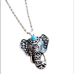 New Bohemian Ethnic Sterling Silver Turquoise
Elephant Necklace
